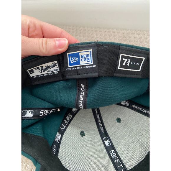 VINTAGE New Era Tampa Bay Devil Rays Hat Cap Adult 7 3/4 Green Fitted MLB - Picture 6 of 7